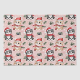 Papel De Seda Cute Christmas Kittens on Pink