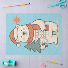 Papel De Seda Cute Christmas Polar Bear Tissue Paper |