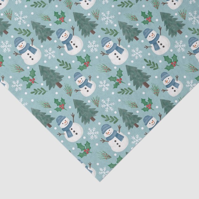 Papel De Seda Cute Christmas Snowmen Pattern Tissue Paper (Detalle)