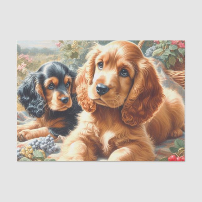 Papel De Seda Cute Cocker Spaniel Painting (Anverso)