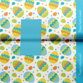 Papel De Seda Cute Colorful Easter Egg Pattern with Kid Name