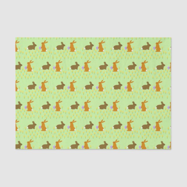 Papel De Seda Cute conejitos de Pascua y Daffodils (Anverso)