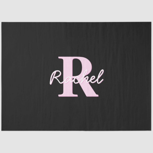 Papel De Seda Cute Customizable Monogram | Light Pink & Black (Anverso)