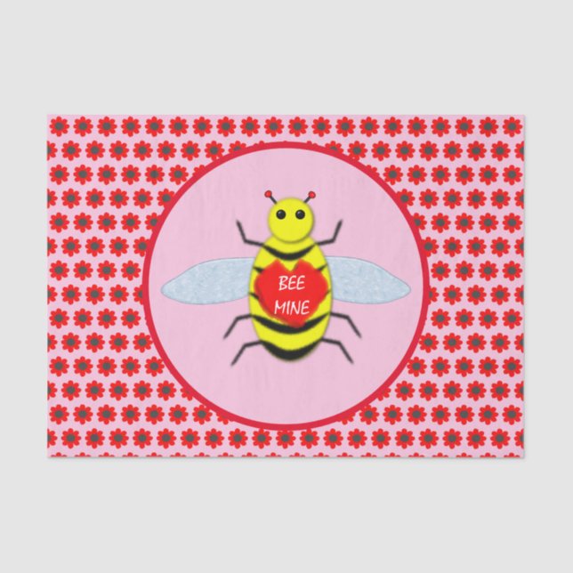 Papel De Seda Cute Día de San Valentín Bee (Anverso)