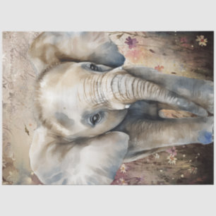 Papel De Seda Cute Elephant Watercolor
