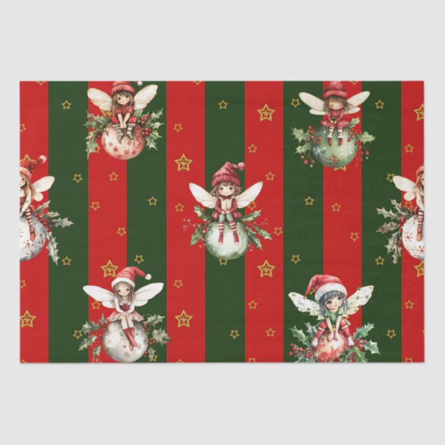 Papel De Seda Cute Fairies sobre los adornos de Navidad (Anverso)