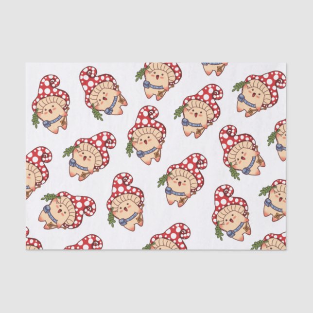Papel De Seda Cute Fall Mushroom Forager (Anverso)