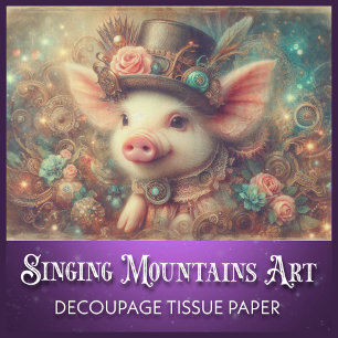 Papel De Seda Cute Fancy Victorian Steampunk Pig Decoupage