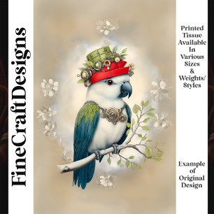Papel De Seda Cute Fantasy Steampunk Parrot Gorra J6R Decoupage