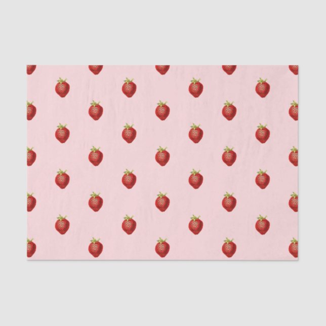 Papel De Seda Cute Femenino Fresa Rosa Suave  (Anverso)