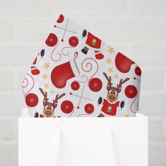 Papel De Seda Cute Festivo Reno Rojo de Navidad