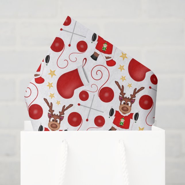 Papel De Seda Cute Festivo Reno Rojo de Navidad (Bolsa de regalo)