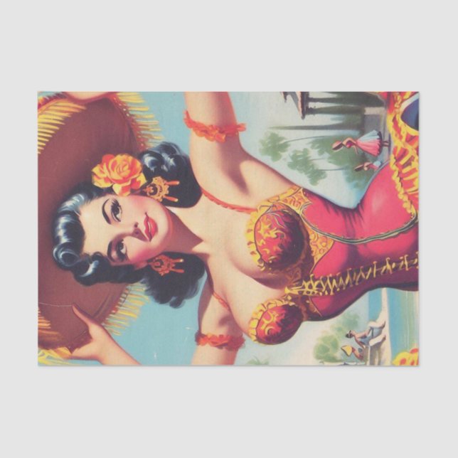 Papel De Seda Cute Flamenco Pin-up (Anverso)