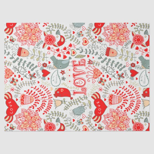 Papel De Seda Cute Floral Valentines Design (Anverso)