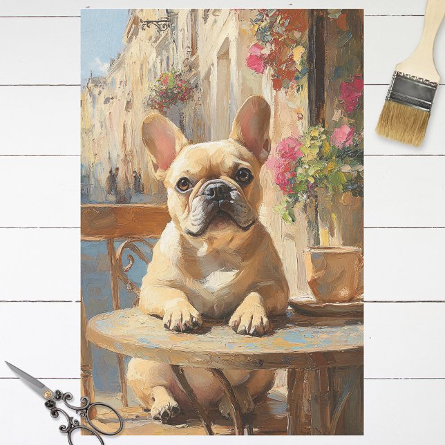 Papel De Seda Cute Frenchie Paris Cafe Pintar Decoupage (Subido por el creador)