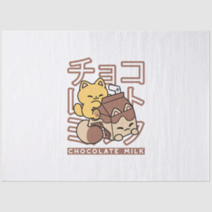 Papel De Seda Cute gato montando leche de chocolate Carton Kawai