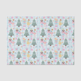 Papel De Seda Cute Gingham Navidades Rosados Nutcracker Ballerin