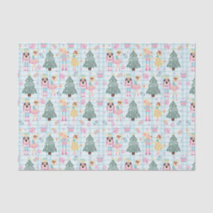 Papel De Seda Cute Gingham Navidades Rosados Nutcracker Ballerin