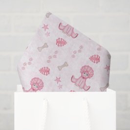 Papel De Seda Cute Girls Birthday Pink Dinosaur