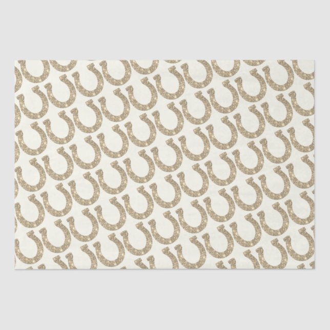 Papel De Seda Cute Glam Horseshoe Purpurina Blanco Oro (Anverso)