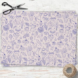 Papel De Seda Cute Hand Drawn Italian Food and Flowers Kitchen