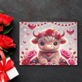 Papel De Seda Cute Hearts Highland Cow Valentines