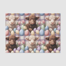 Papel De Seda Cute Highland Cow Easter Cream Pastel