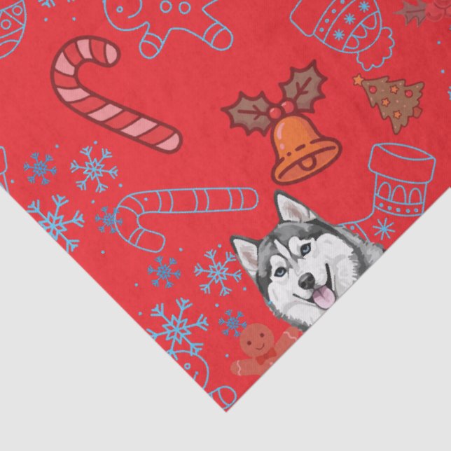 Papel De Seda Cute Husky Dog Christmas Winter Seamless Pattern  (Detalle)