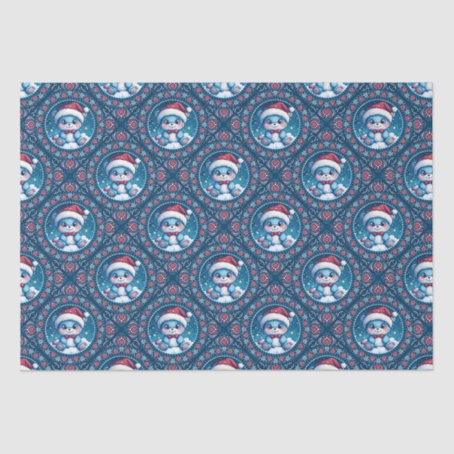 Papel De Seda Cute Kawaii Festividad Oso Mandala Geo Diamante (Anverso)