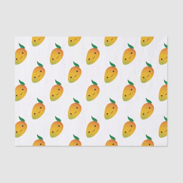 Papel De Seda Cute Kawaii Sonriente Mango (Anverso)