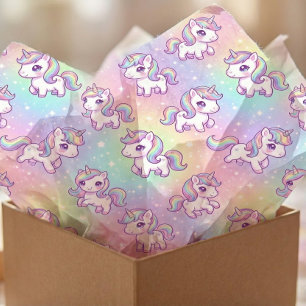 Papel De Seda Cute Kawaii Unicornio Arcoíris Pastel Mágico