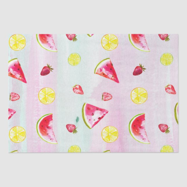 Papel De Seda Cute Kids Birday Watermelon Lemon (Anverso)