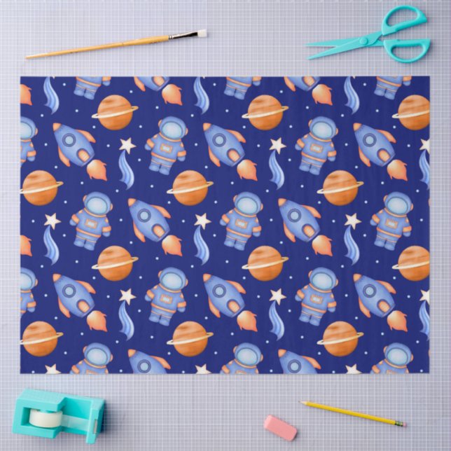 Papel De Seda Cute Kids Outer Space Astronaut (Artesanía)