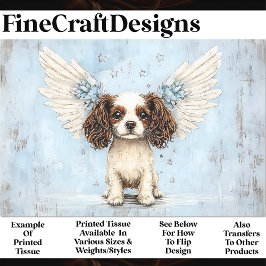 Papel De Seda Cute King Charles Spaniel con Wings BG8 Decoupage
