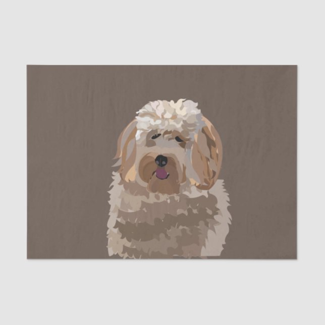 Papel De Seda Cute Labradoodle Goldendoodle Poodle Perro (Anverso)
