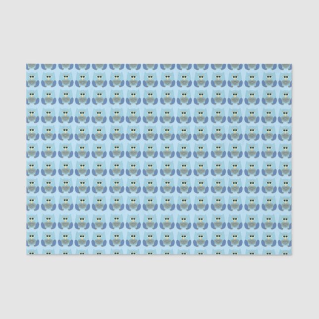 Papel De Seda Cute Light Blue Owl Pattern  (Anverso)