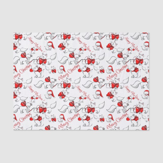 Papel De Seda Cute Meowy Navidades Kitties (Anverso)