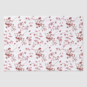 Papel De Seda Cute Moda Vintage Cupido Angel Rojo Floral Toile