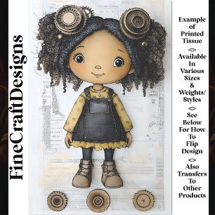 Papel De Seda Cute muñeca africana de Steampunk AM2 Decoupage