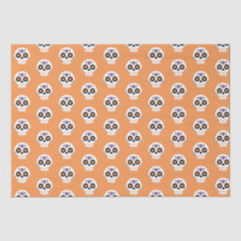 Papel De Seda Cute naranja Halloween Sugar Skull