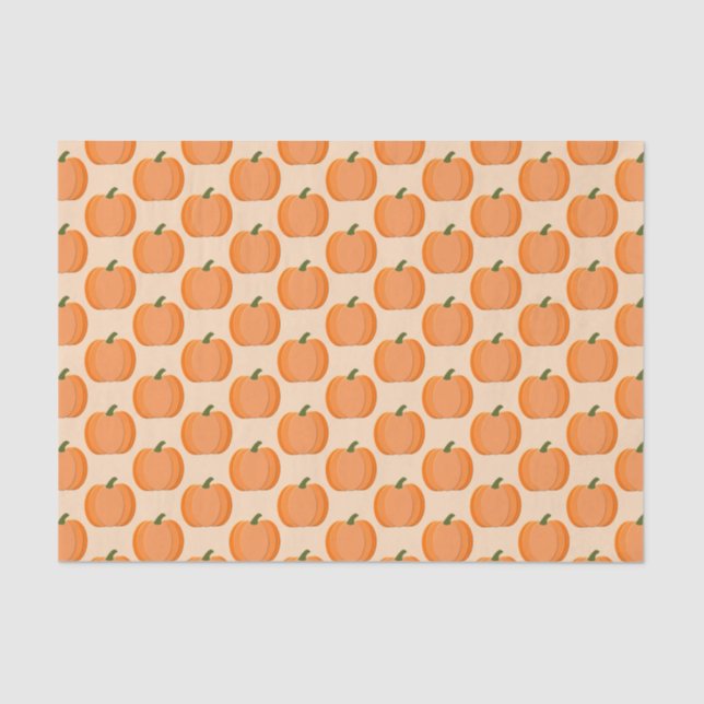 Papel De Seda Cute Naranja Sexo Neutral Calabaza Patterada (Anverso)