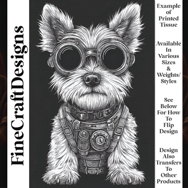 Papel De Seda Cute negro y blanco Steampunk Westie T7 Decoupage (Subido por el creador)
