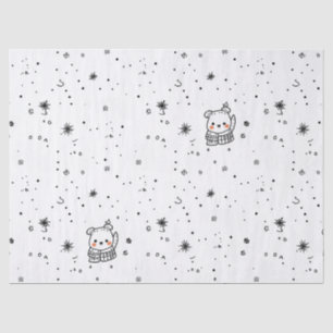 Papel De Seda Cute Oso Polar Copo de Nieve de Invierno
