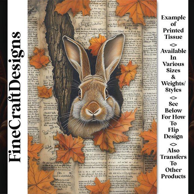 Papel De Seda Cute Otoño Asomando Conejo Efímero BK6 Decoupage (Subido por el creador)