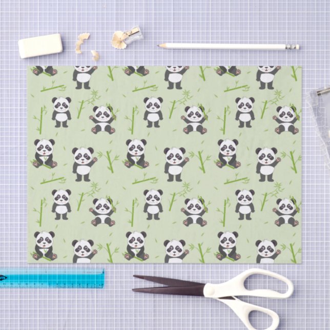 Papel De Seda Cute Panda Bear Bamboo Kawaii Animals Pattern (Artesanía)
