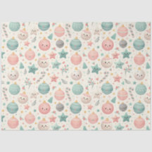 Cute Pastel Christmas Pattern Ornaments and Stars