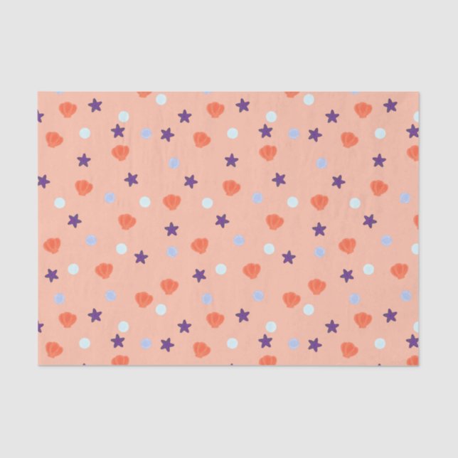 Papel De Seda Cute Pastel Halloween Ocean Seasheles & Sea Stars (Anverso)