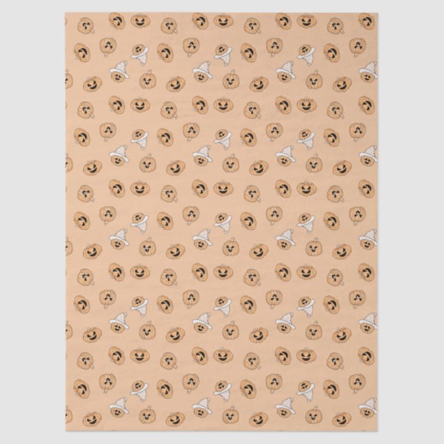 Papel De Seda Cute Pastel Pumpkin Halloween Pattern Wrapping Pap (Anverso)