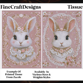 Papel De Seda Cute Pastel Shabby Chic Bunny Pair EW8 Decoupage