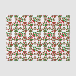 Papel De Seda Cute Paw Imprime Color Verde Rojo